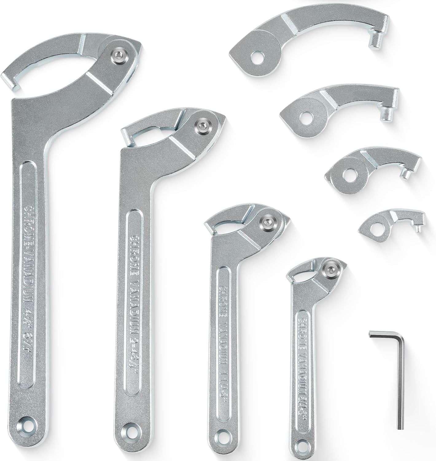 Pin Spanner Wrench Set –3/4" to 6-1/10 Range – Adjustable Wrenches Tools - 8PACK