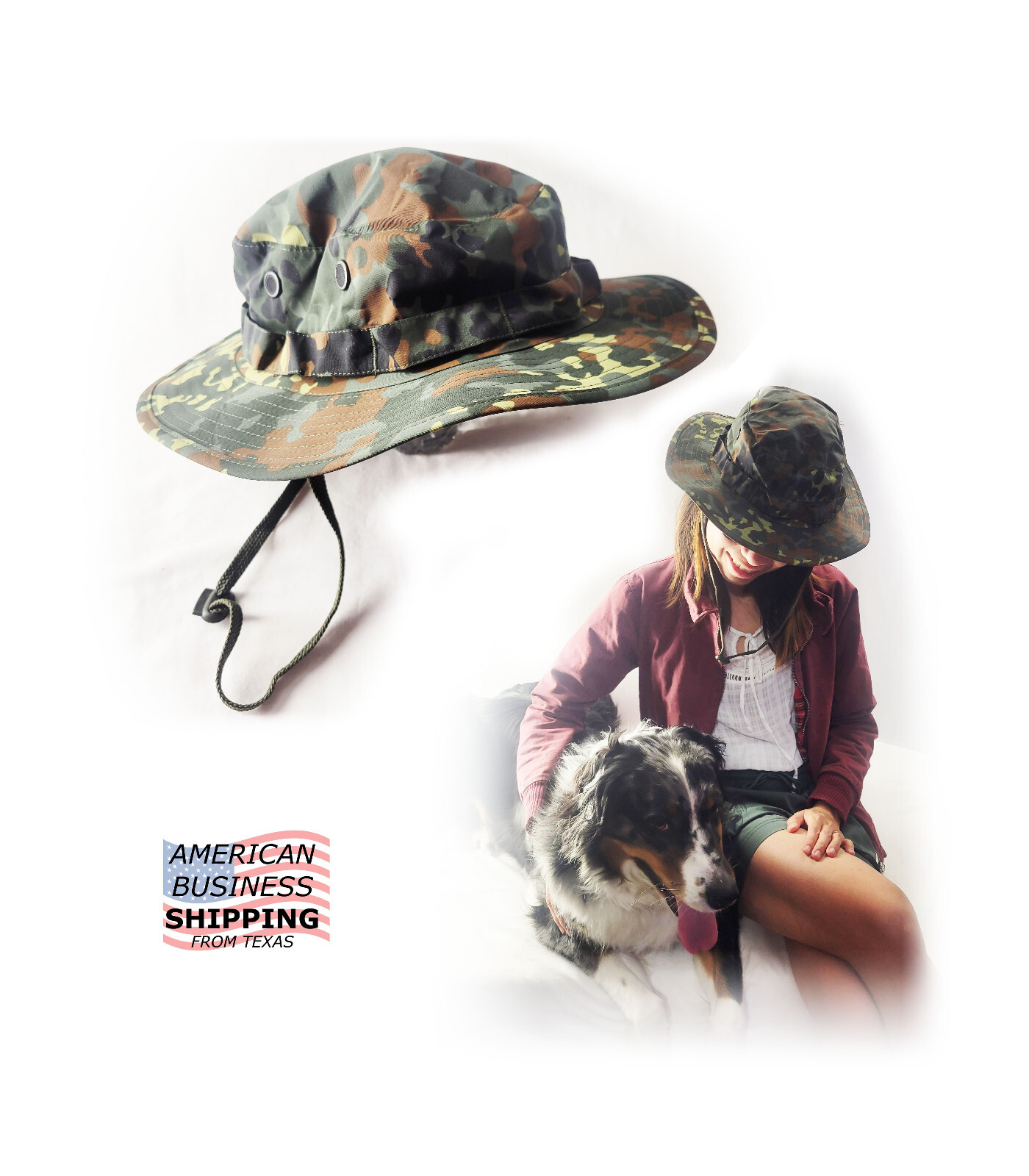 New German Flecktarn Trilam Nylon Camoflauge Boonie Military Jungle Hat Size XL