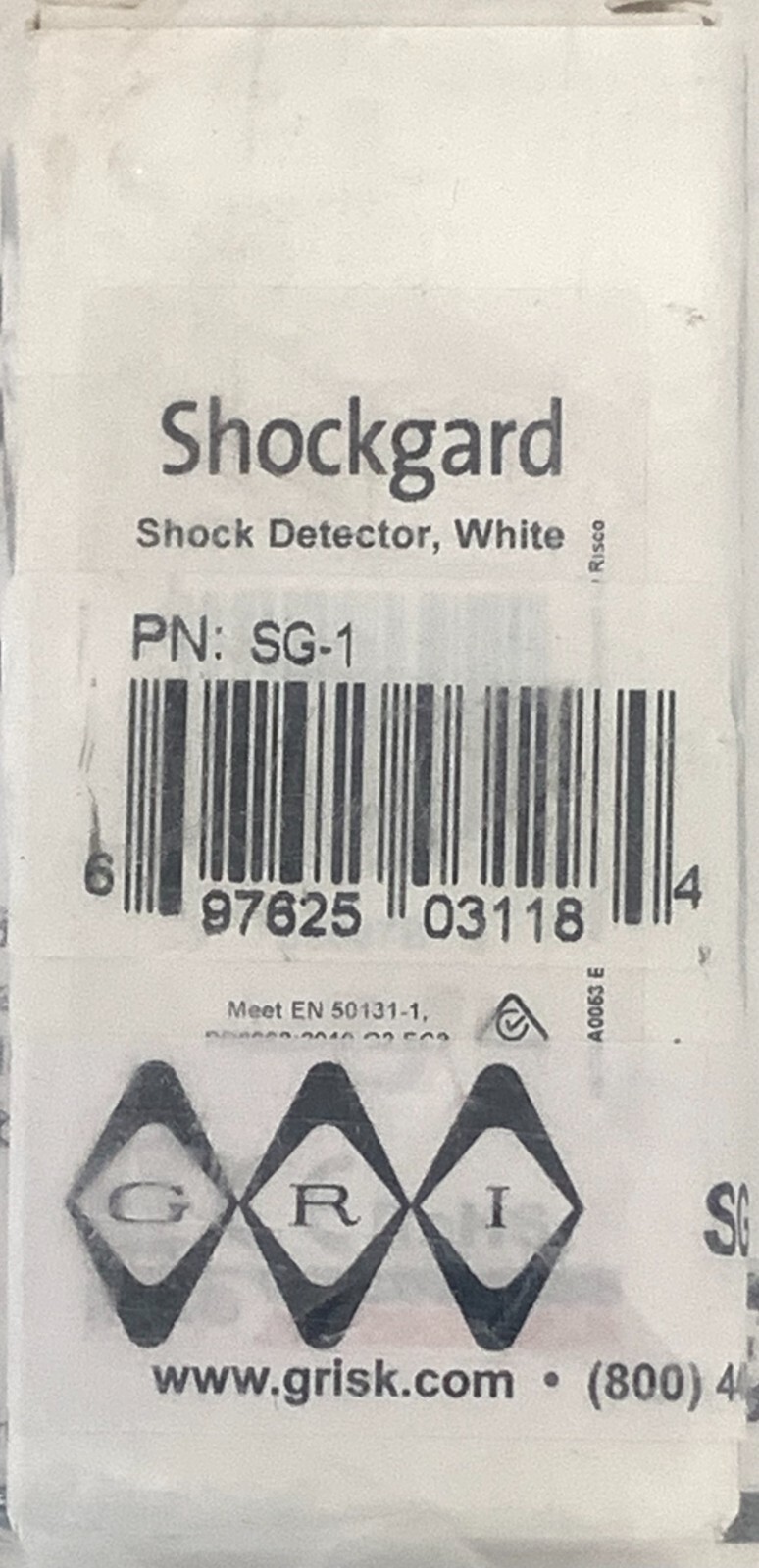 GRI SG-1 Shockgard Shock Detector, White