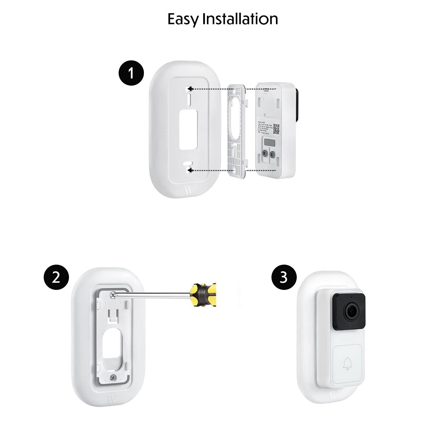 Wall Plate Mounting Bracket for Wyze Video Doorbell (White)