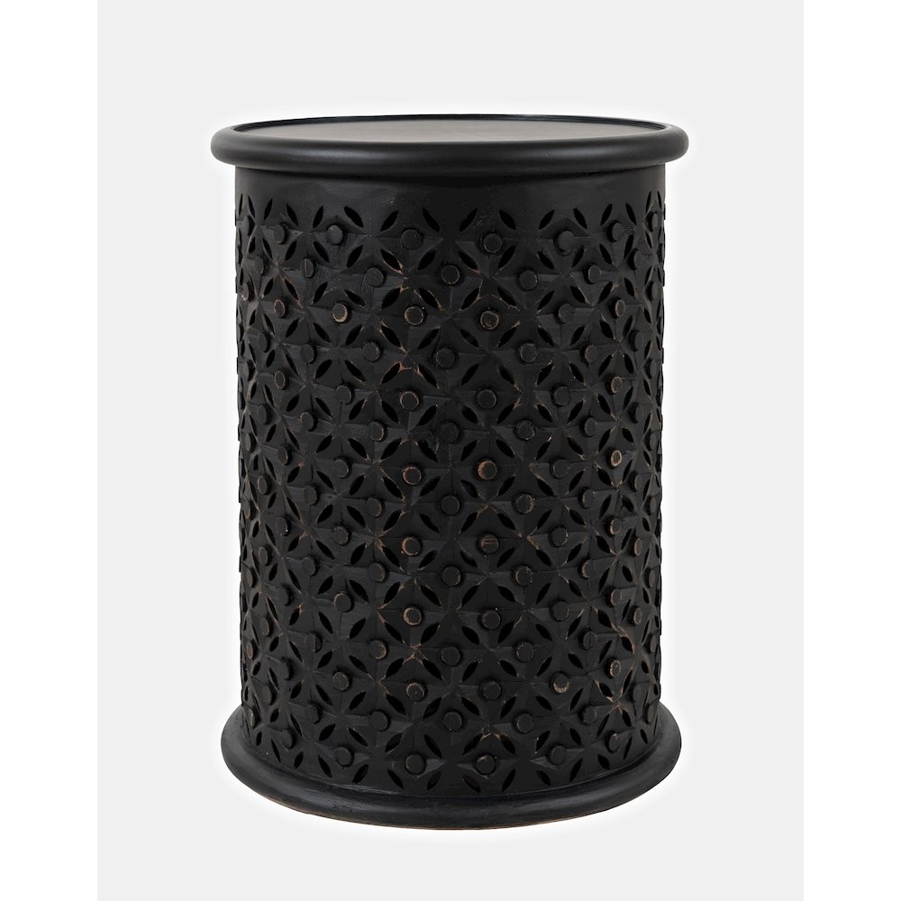 Decker Distressed Hardwood Global Drum End Table