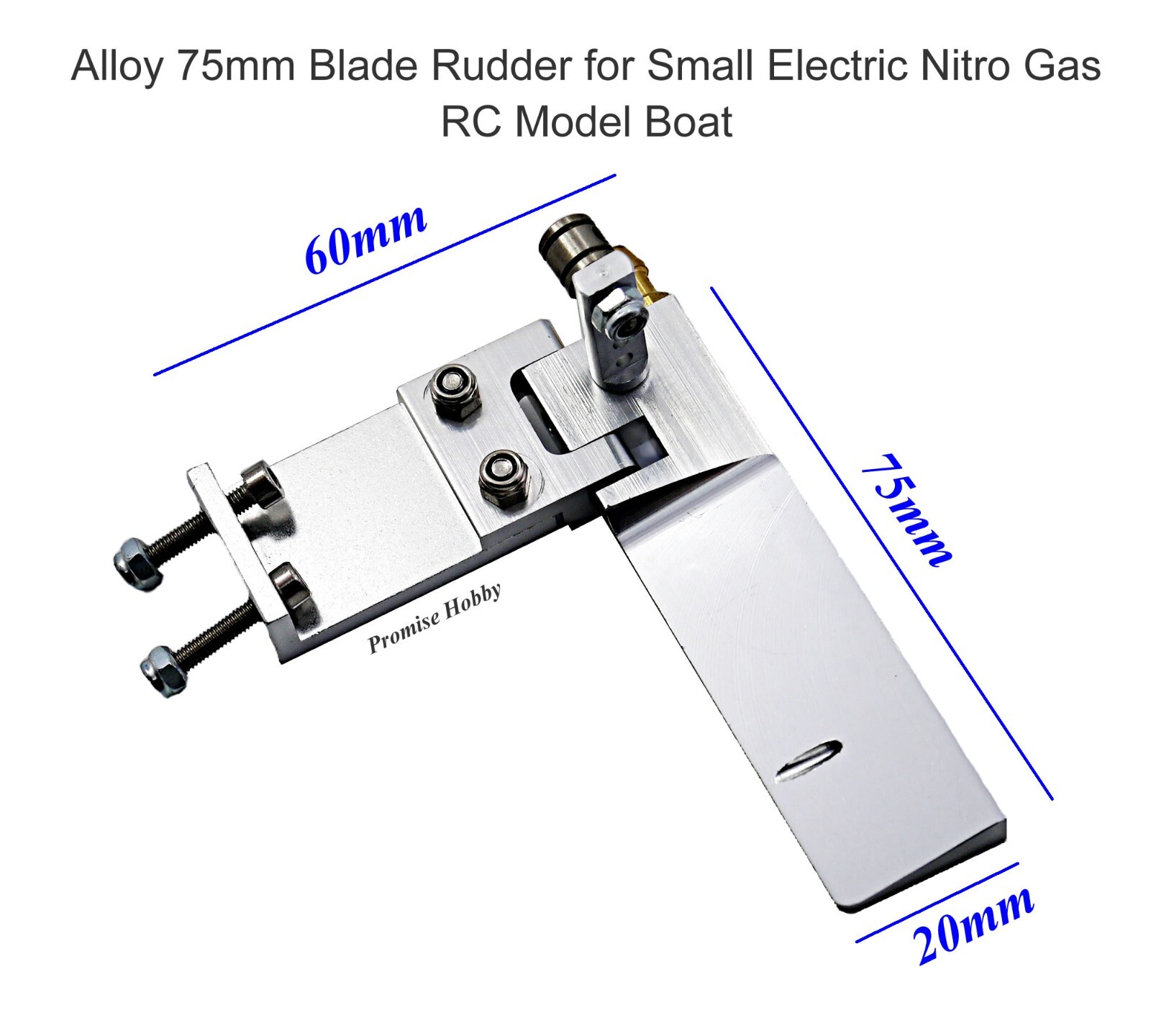 75mm Blade CNC Aluminum Rudder for Electric Nitro Gas Petrol RC Model Boat