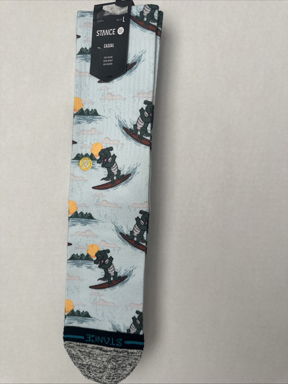 STANCE LATOR GATOR LIGHTBLUE POLY BLEND  CREW Surfing Gator Sz L (9-13 M)