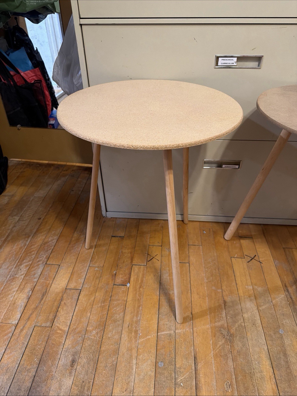 Mid-Century Modern Round Wooden Side Table