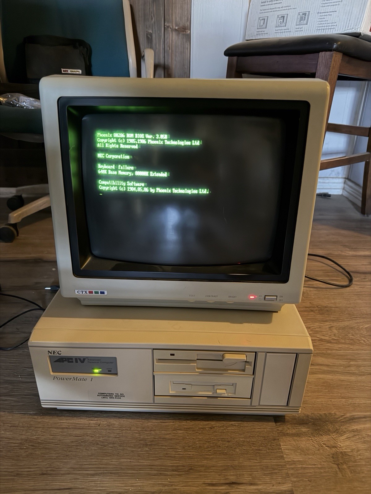 NEC APC IV PowerMate 1 200 H Vintage PC Boots to BIOS Dual Floppy No Keyboard