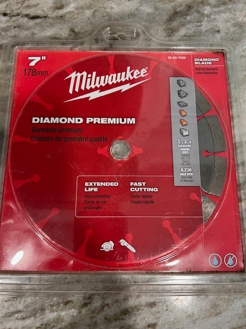 Milwaukee 7" Diamond Premium Segmented Blade 49-93-7020 Wet Saw NEW