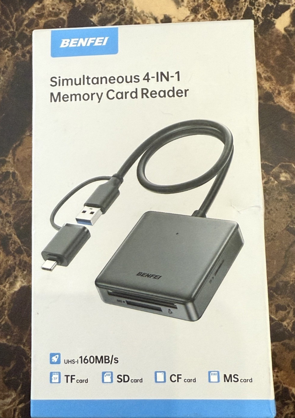 BENFEI 4-in-1 USB-C & USB 3.0 Memory Card Reader for SD Micro SD CF MS - NEW