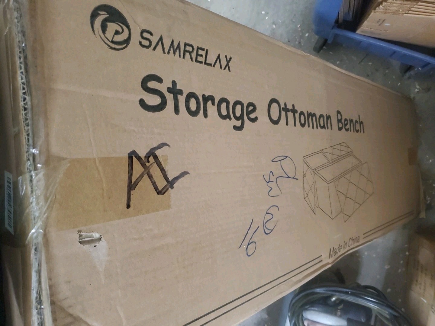 Samrelax SOB173-grey Folding Storage Ottoman Bench
