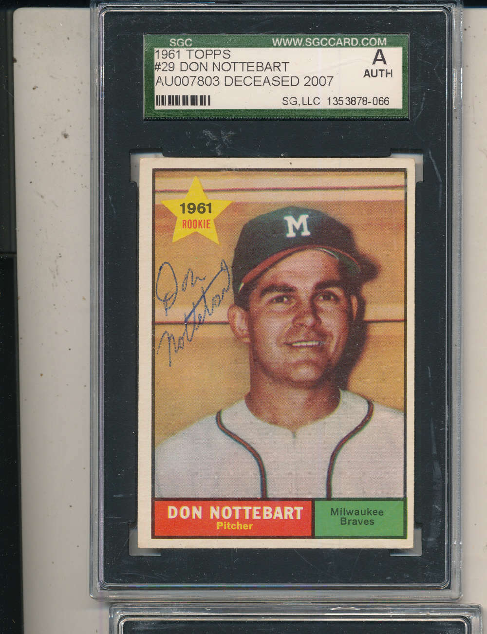 Don Nottebart Braves #29 1961 Topps signed sgc