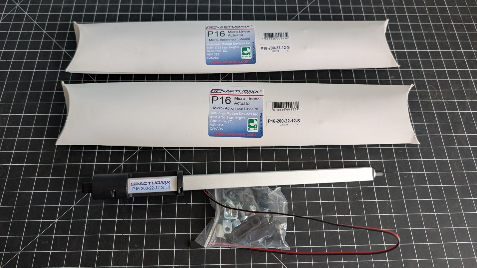 Actuonix P16-200-22-12S micro Linear Actuator with Limit SW 200mm 22:1 12V