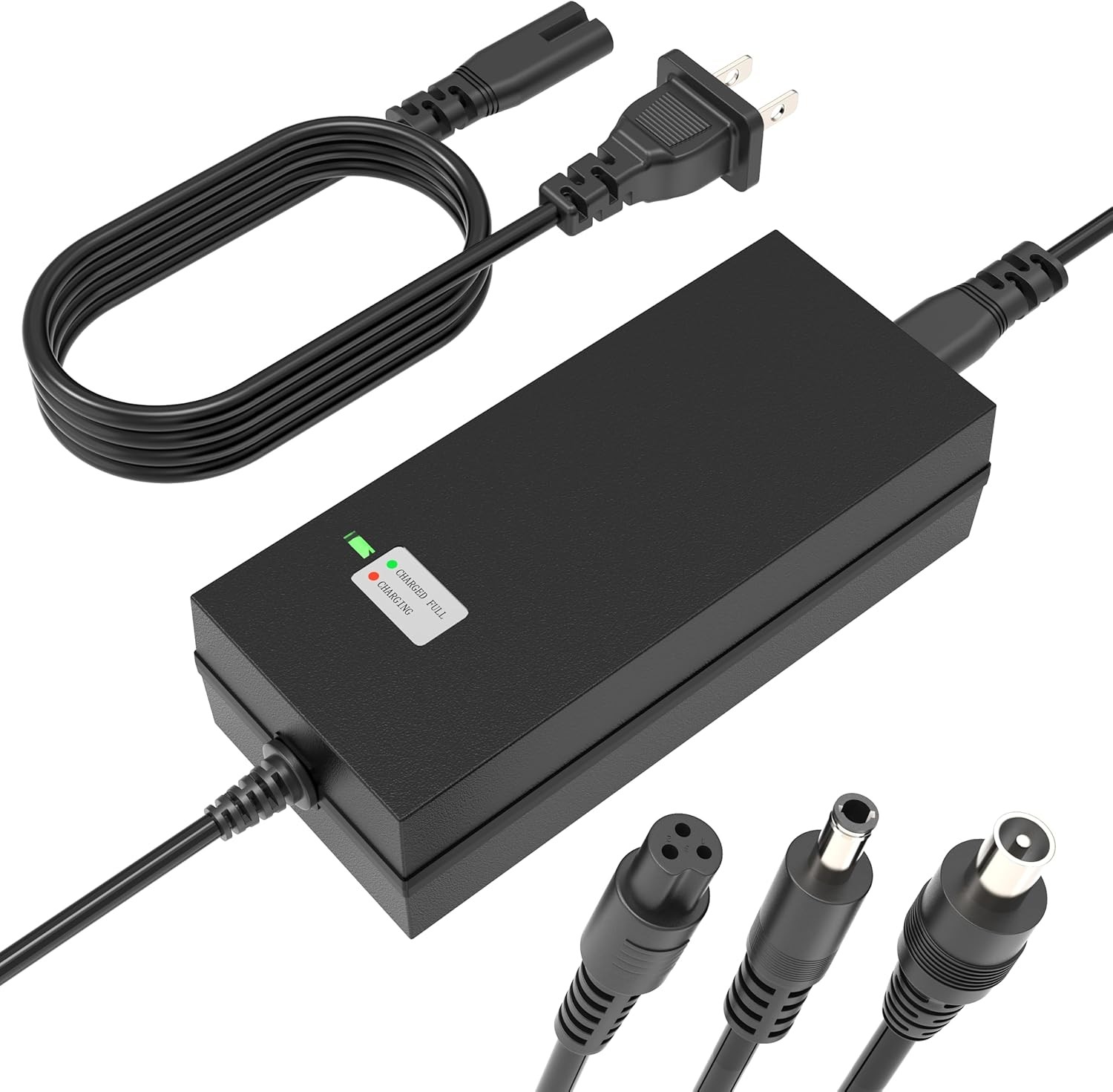 42V 2A Charger 3 Plugs(8mm 3-Prong, 5.5mm DC 2 Plugs for 36V Lithium