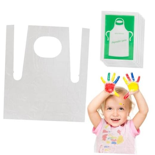 50 Plastic Disposable Aprons - 2.1ft/65cm Plastic Aprons Waterproof