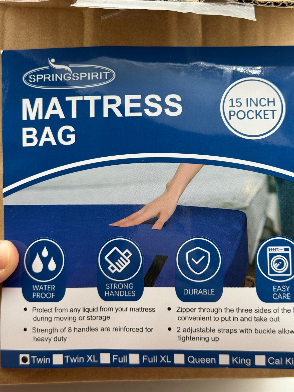 Mattress Bags Moving Storage, Heavy Duty Twin Mattress Bag w 8 handle Black C2