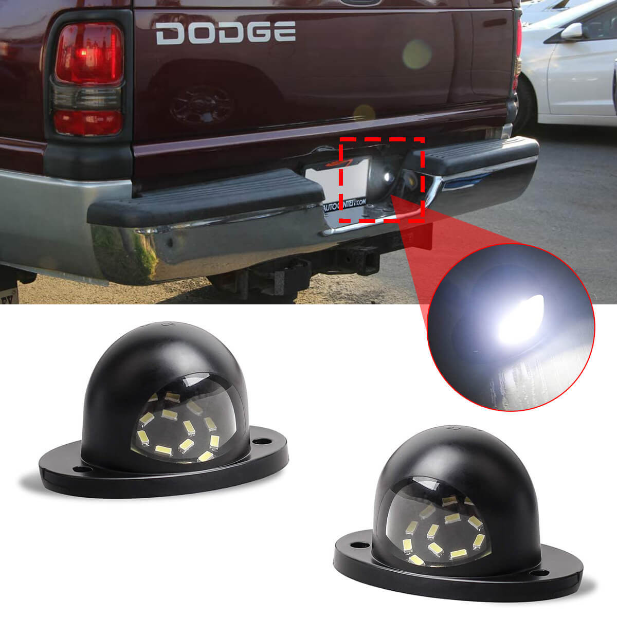 LED License Plate Light Tag Lamps for Dodge Ram 1500 2500 3500 1994-2001 Pickup