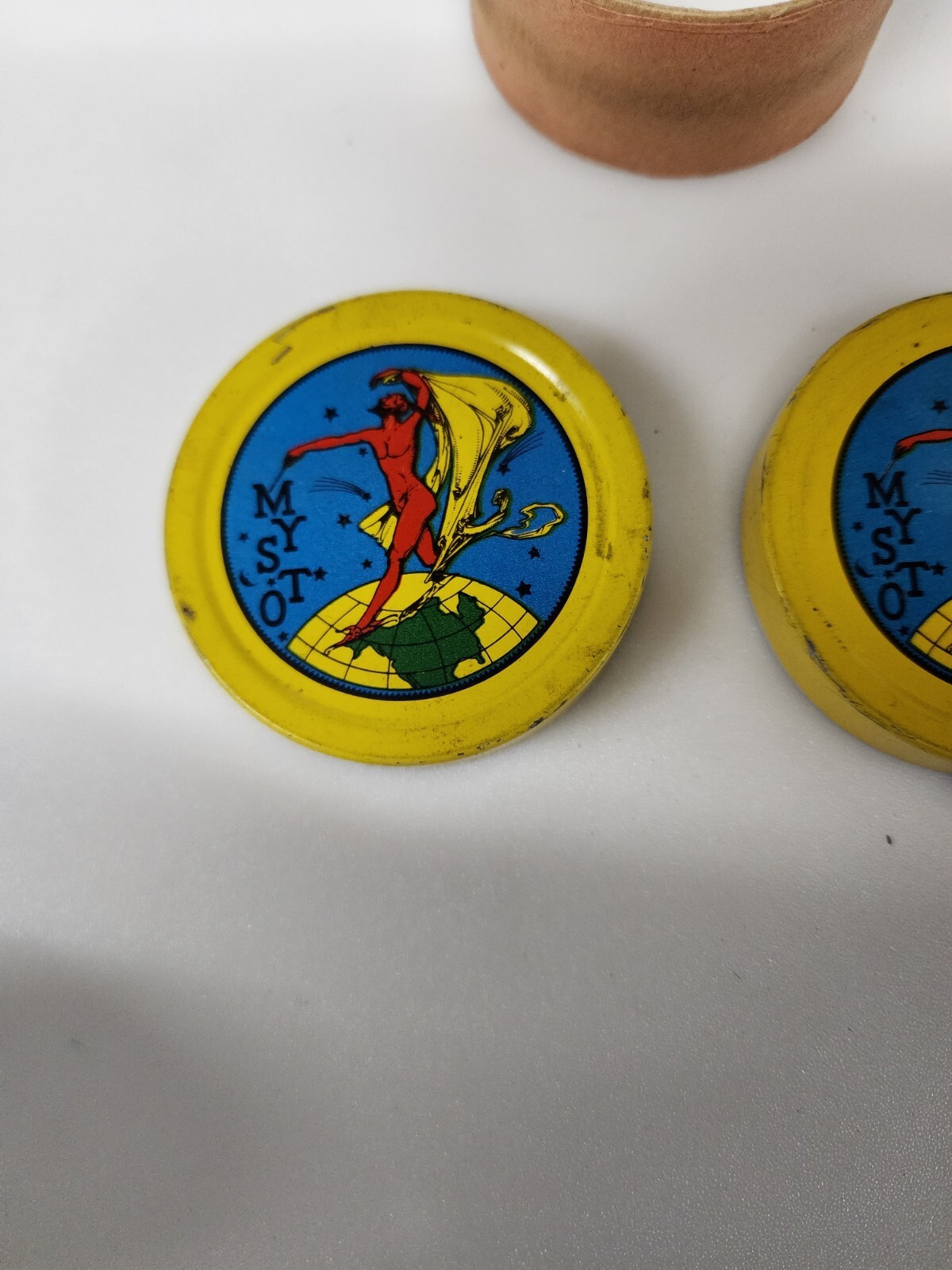 Gilbert Mysto Magic Red Devil Double Sided Tin Round with Insert 1930s