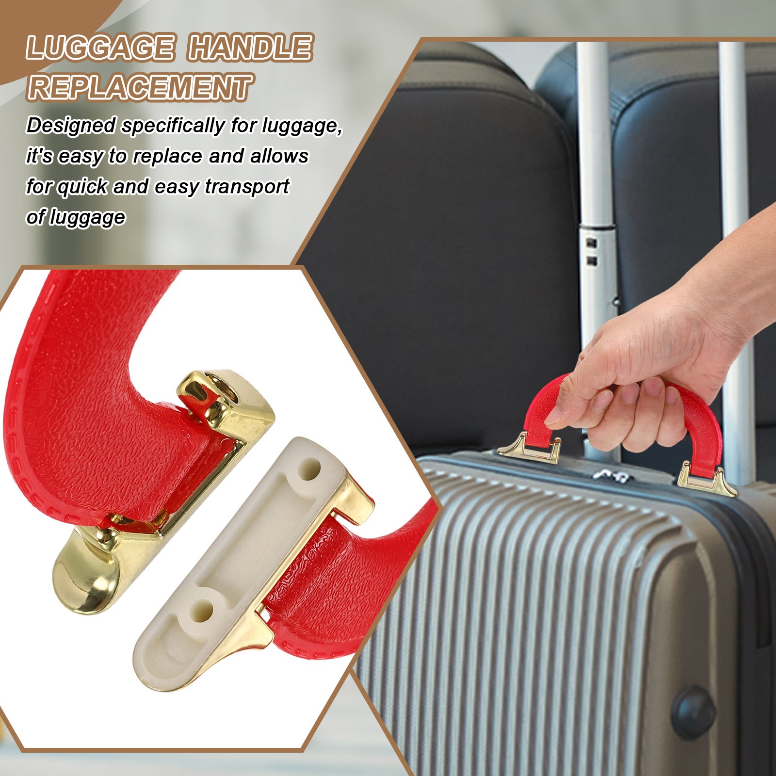 2Pcs Luggage Handle Plastic Pull Handle Grip Replacement with Screws Yellow