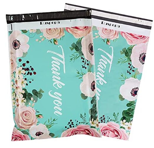 14.5x19 Inch Poly Mailers Shipping Bags Thank You Notes Flowers Surrounded