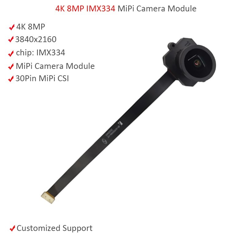 3864x2160 4K IMX334 8MP MIPI Camera Module Fixed Focus 157Degree 30PIN MIPI NEW