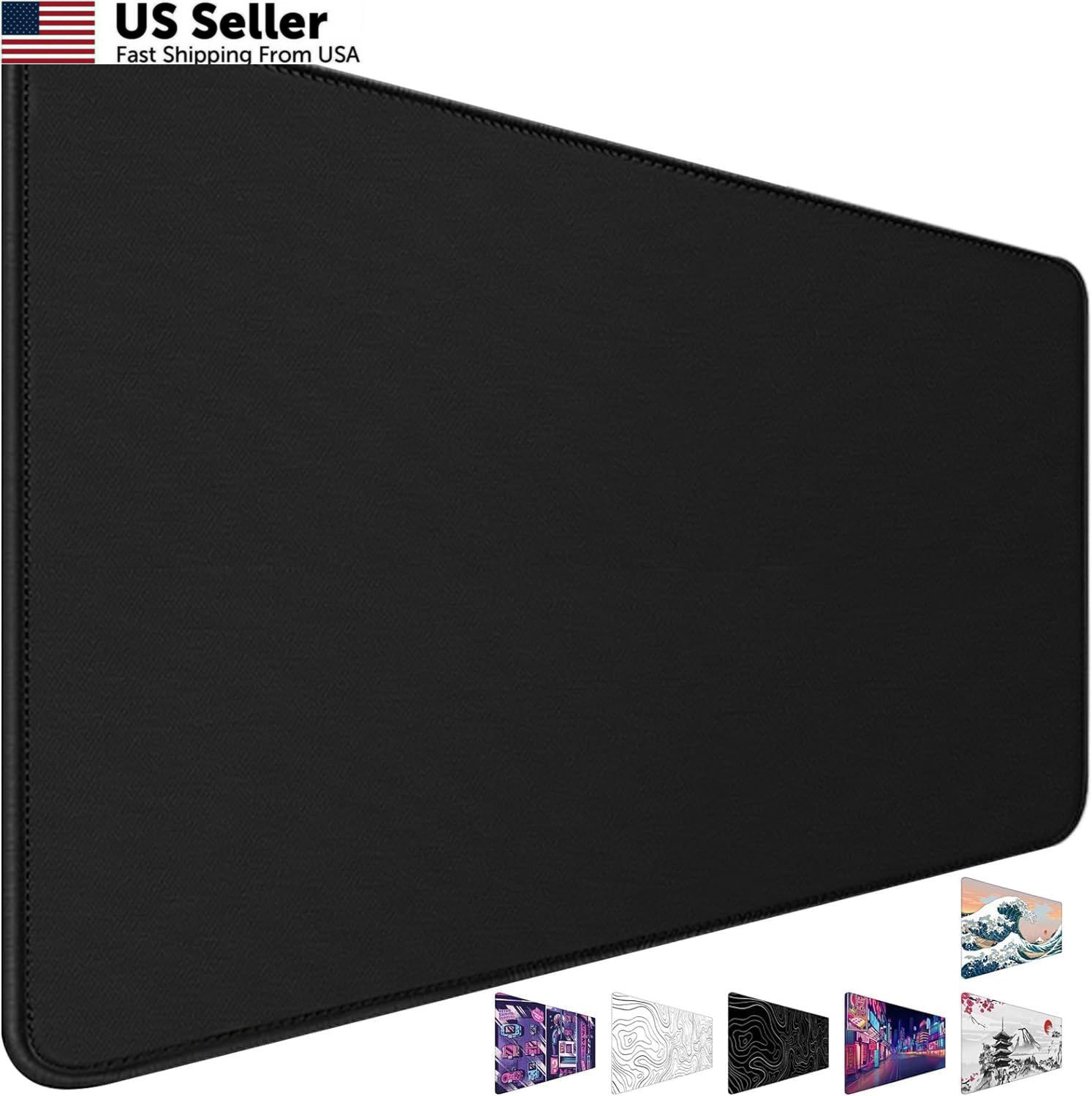 31.5" x 15.7" Waterproof Fabric Desk Pad, Rubber 31.5"x15.7"x0.08", Black