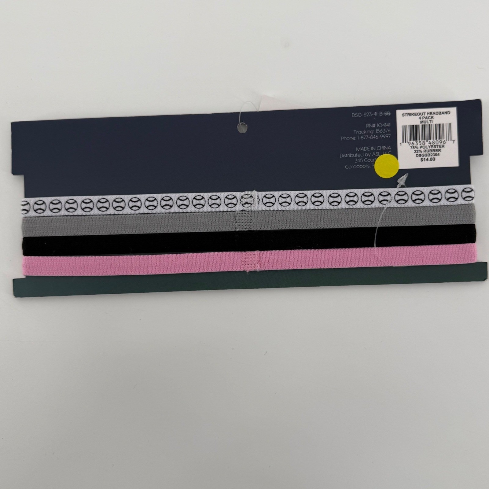 DSG Elastic Softball Headbands 4 Pack Multi Color Baseball Print Athletic