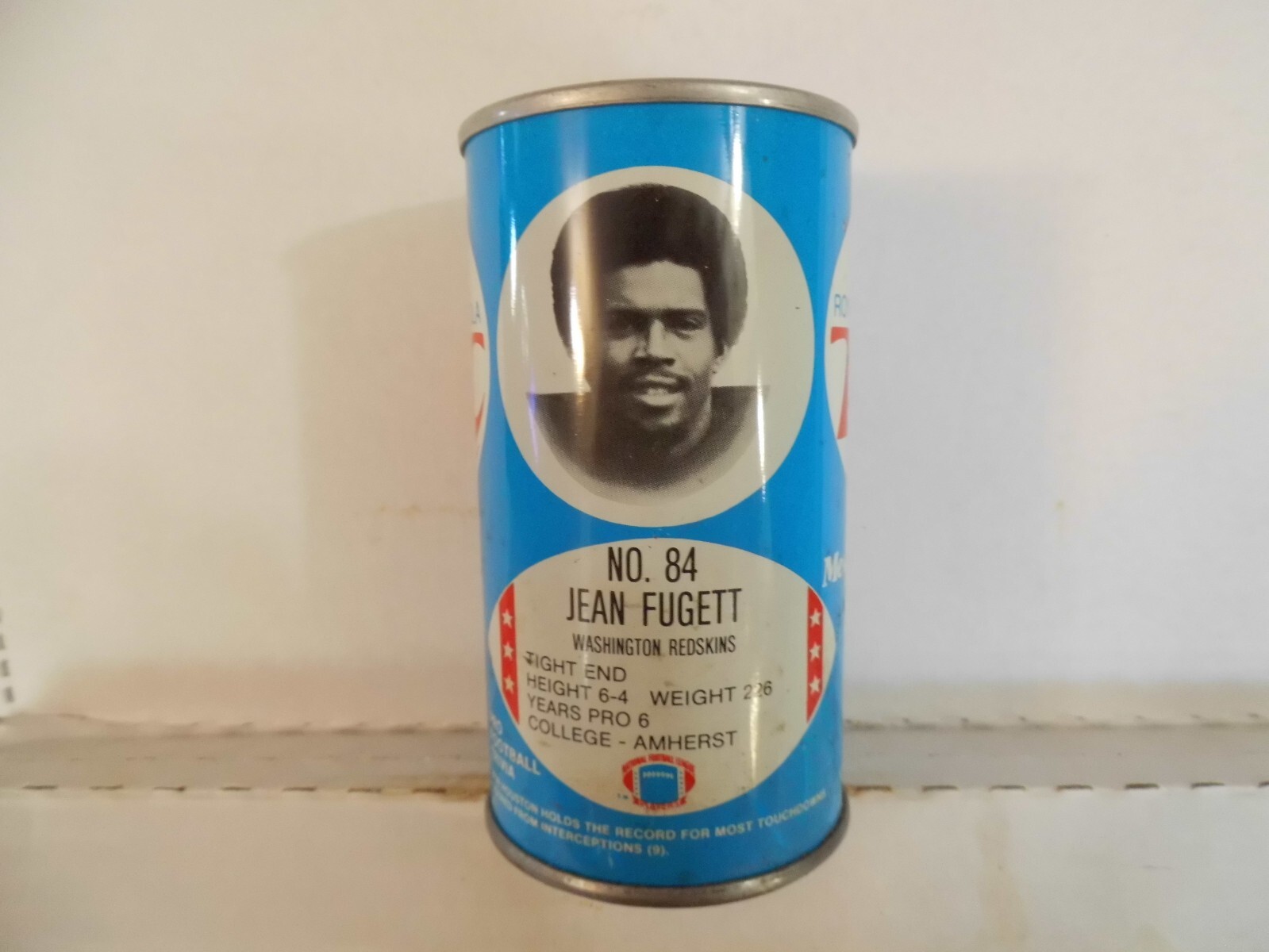 ROYAL CROWN RC COLA NFL WASHINGTON REDSKINS JEAN FUGETT SODA CAN~#84