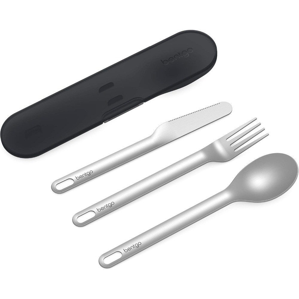 Stainless Travel Utensil Set - Reusable 3-Piece Silverware Set with Carrying