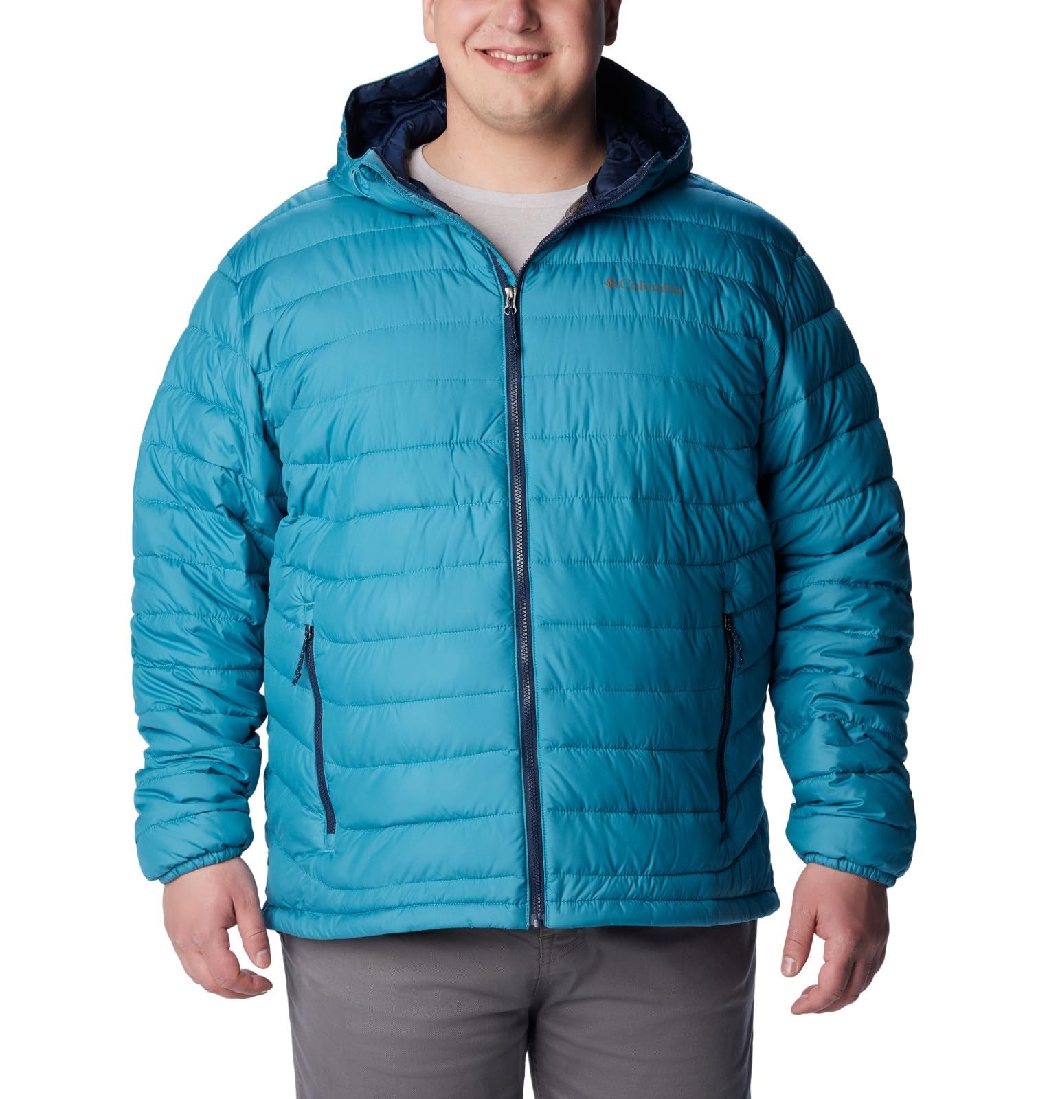 Columbia Powder Lite Hooded Puffer Jacket Shasta Blue Men's sz 2X Big New $190