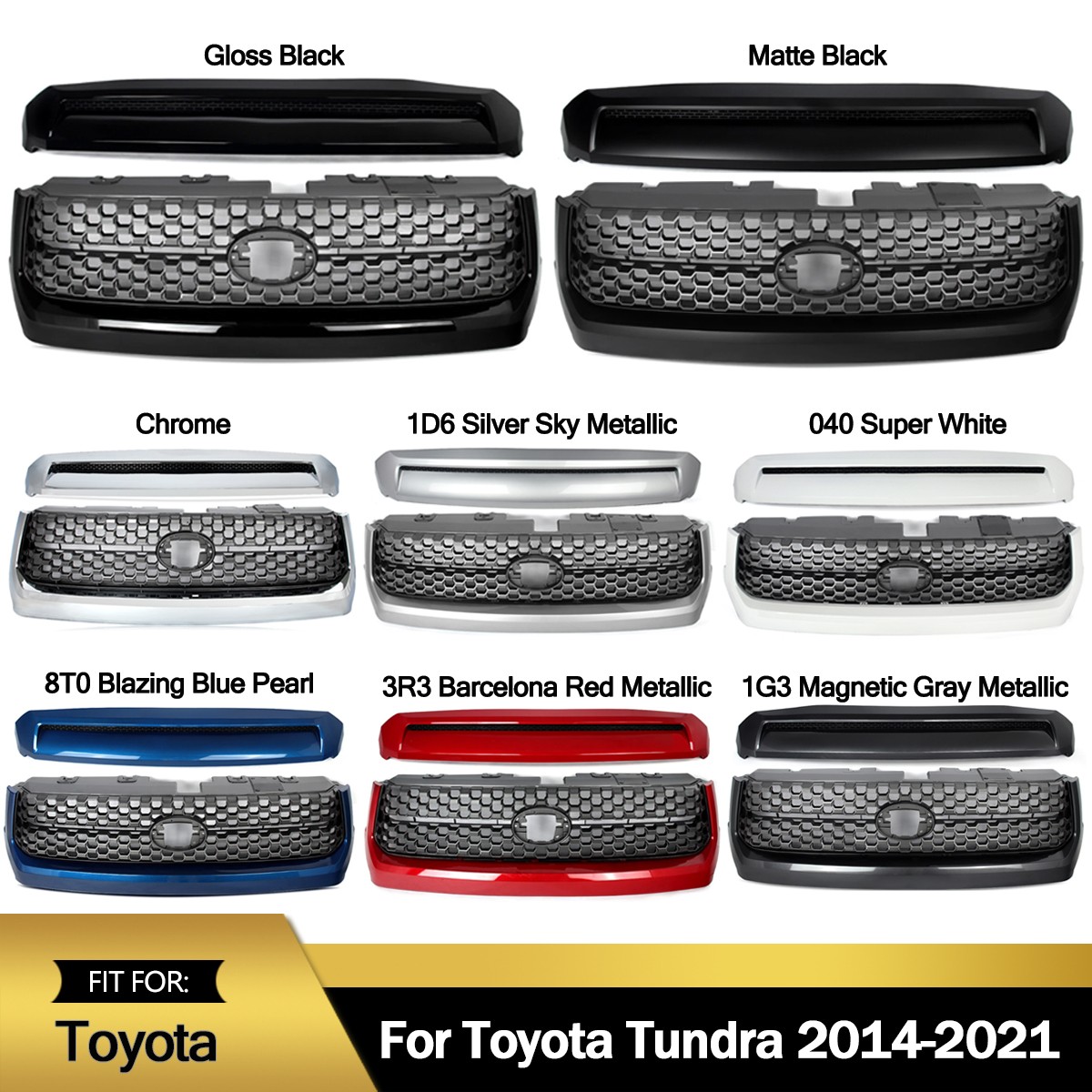 Front Bumper Grille & Hood Bulge Molding For 2014-2021 Toyota Tundra TRD Style