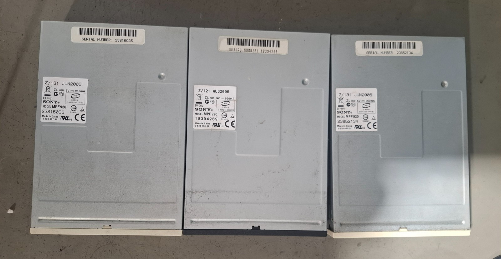 Lot of 3, Sony 3.5" Floppy Drives MPF920