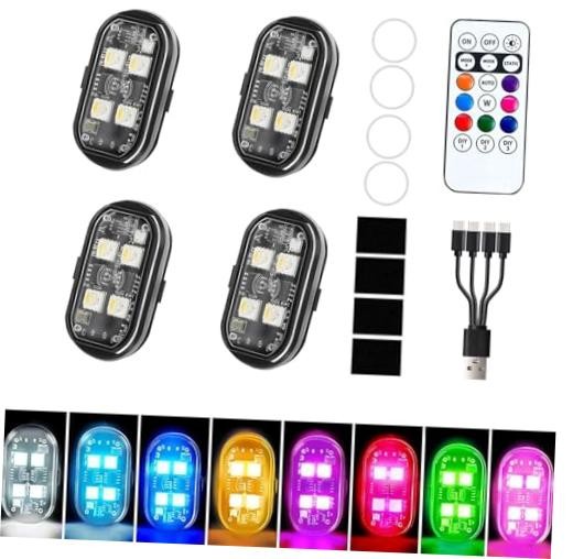 4PCS Wireless Led Strobe Lights for Car,USB Type C Rechargeable Flashing