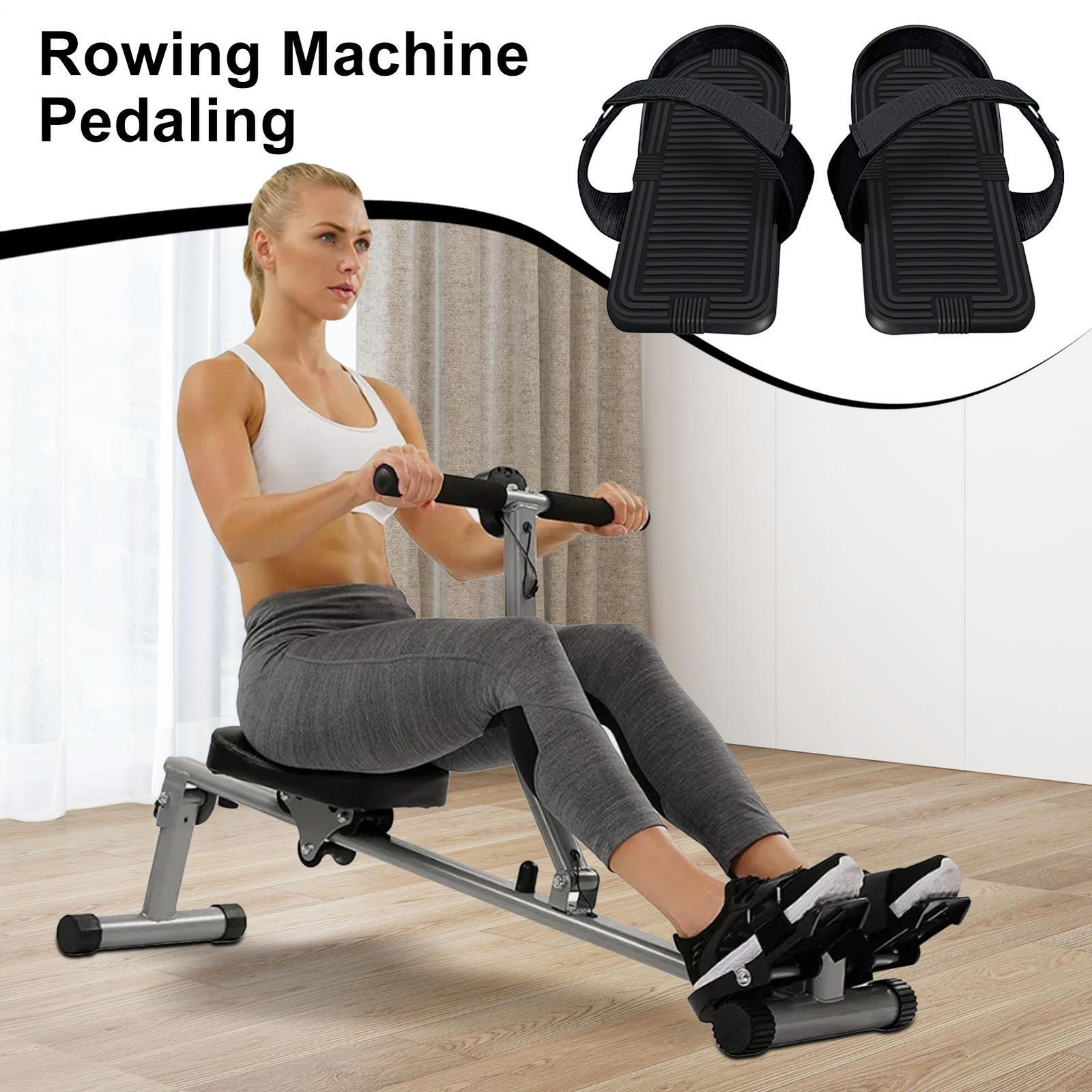 1 Pair Rowing Machine Foot Pedals Replacement Multifunction Portable Non Slip