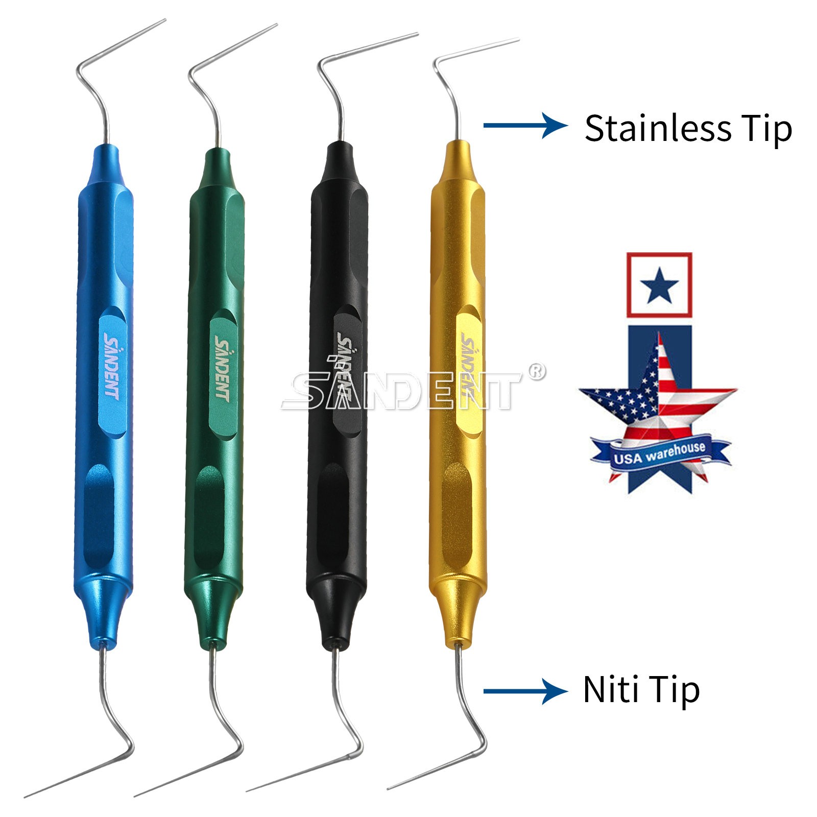 SANDENT Endo Condenser Gutta Percha Tips Hand Plugger NITI Stainless CE Dental