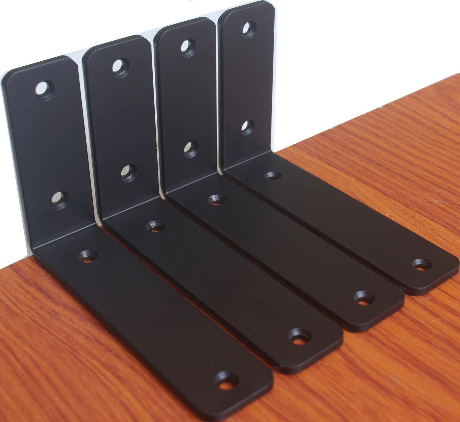 2 Pack - L 6" x H 4" x W1.5, 5mm Thick Black L Shelf Bracket, Iron Shelf Brac...