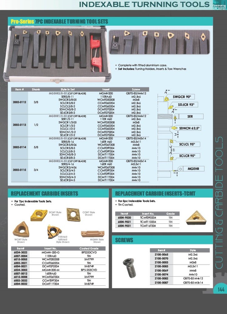 1/2" E8 INDEXABLE CARBIDE TURNING TOOL (2003-0125)