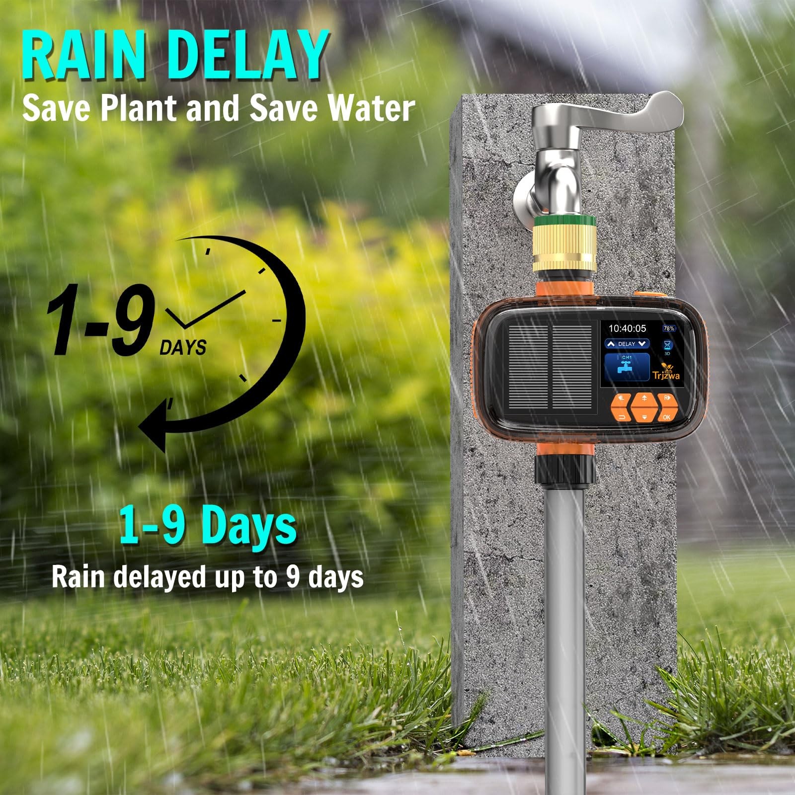 Solar Sprinkler Timer Water Timer, Irrigation System for Garden Hose Solar&Usb-
