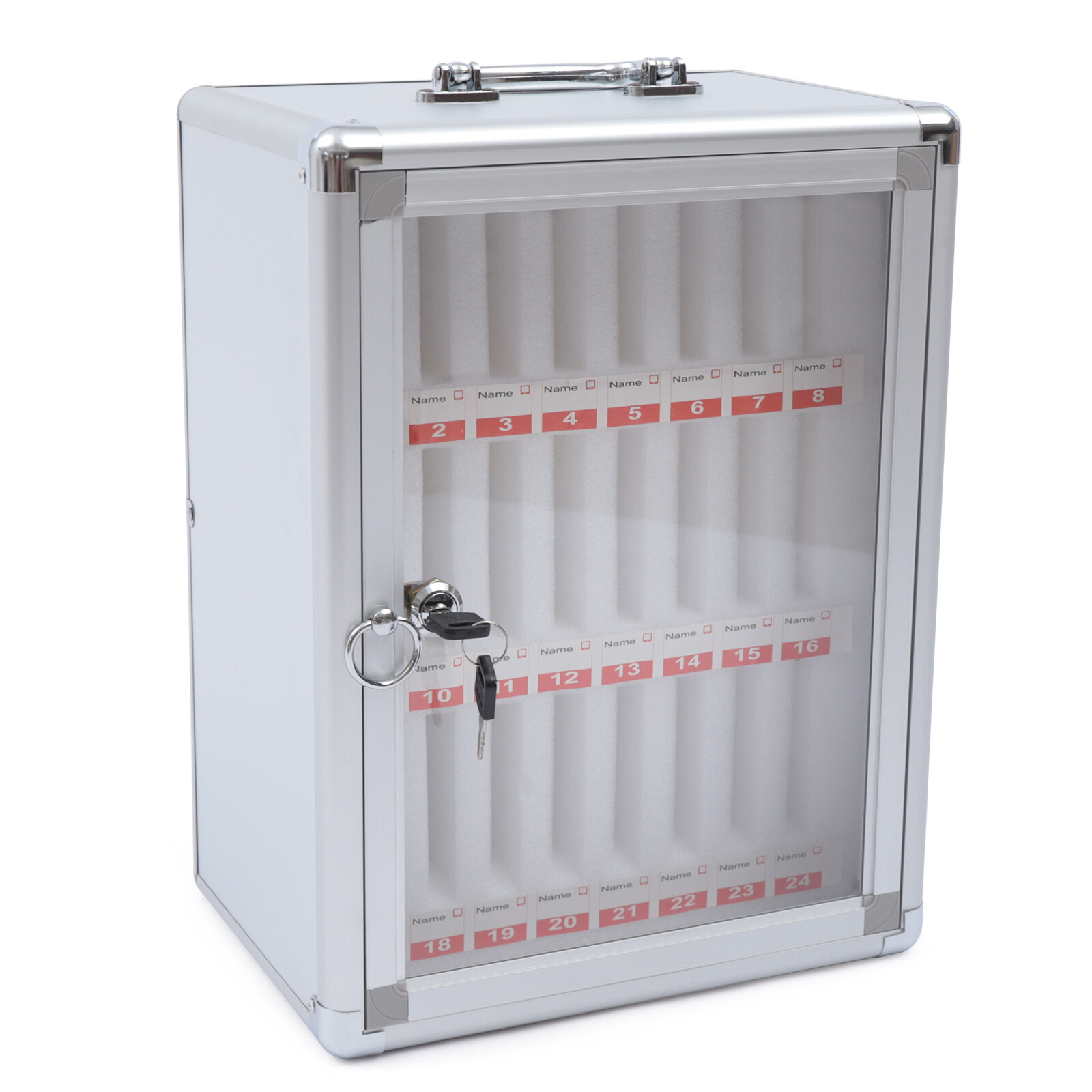 24-Compartment Lockable Cell Phone Storage Cabinet - Wall-Mounted Design