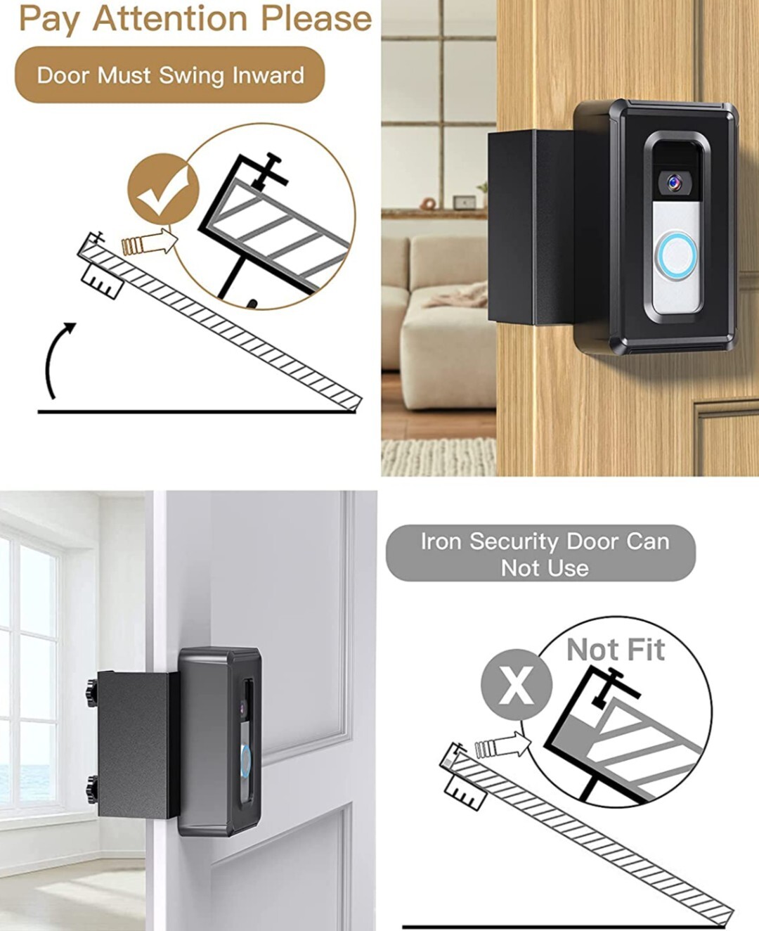 DG-Direct Anti-Theft Video Doorbell Bracket black