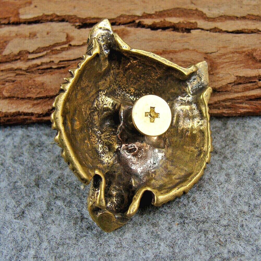 2pcs Brass "Wolf Head" Shape Bag Wallet Conchos Rivet Stud Punk Screw US