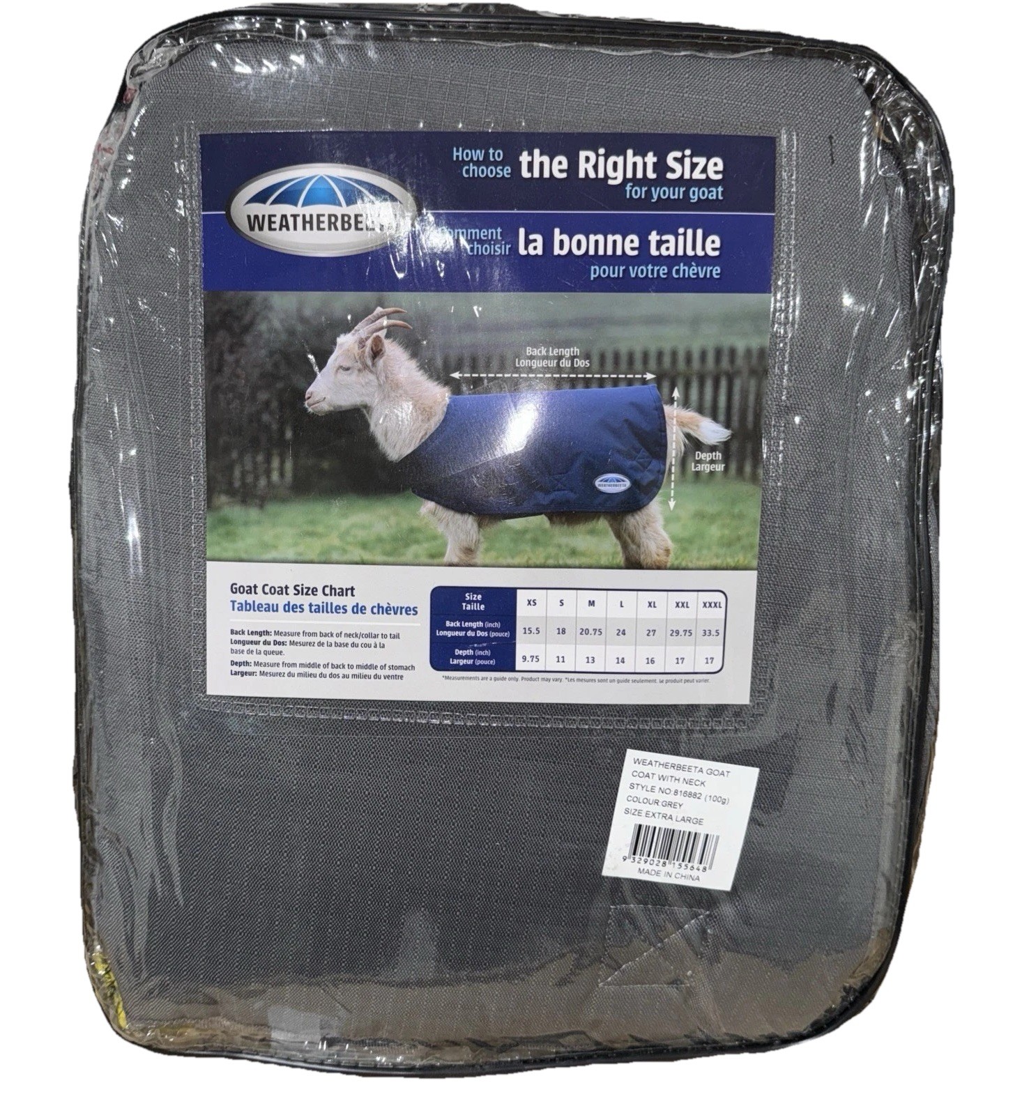 WeatherBeeta Goat Coat with Neck Grey
