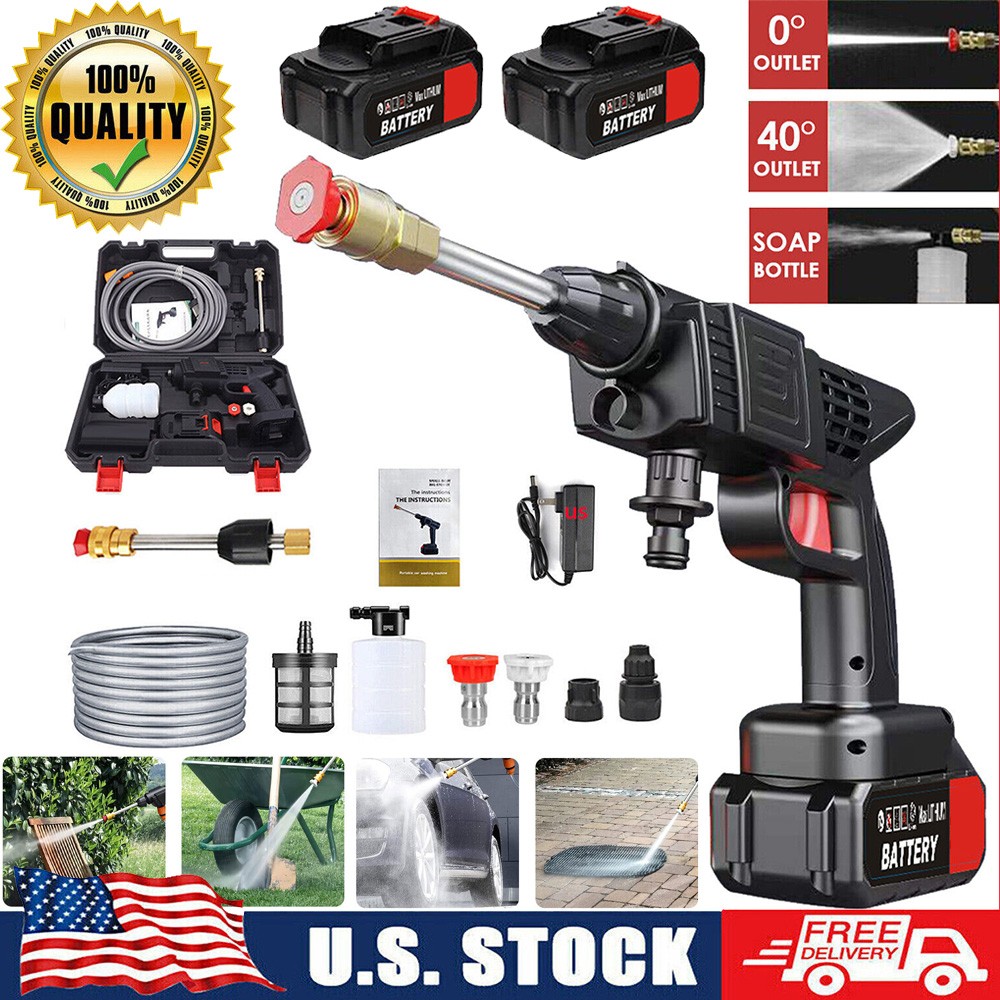Portable Cordless Electric High Pressure Water Spray Gun Car Washer Cleaner Tool