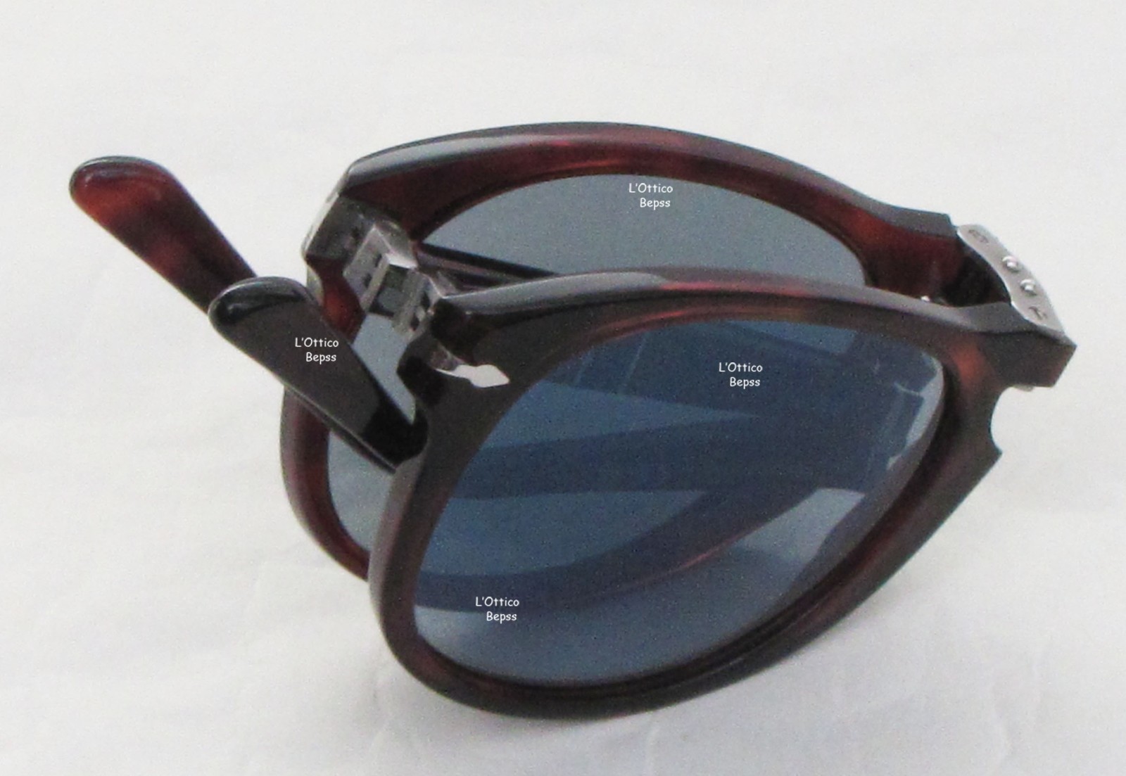 Persol 714 Folding Sunglasses 52 Havana Dark Blue Lenses Crystal Blue