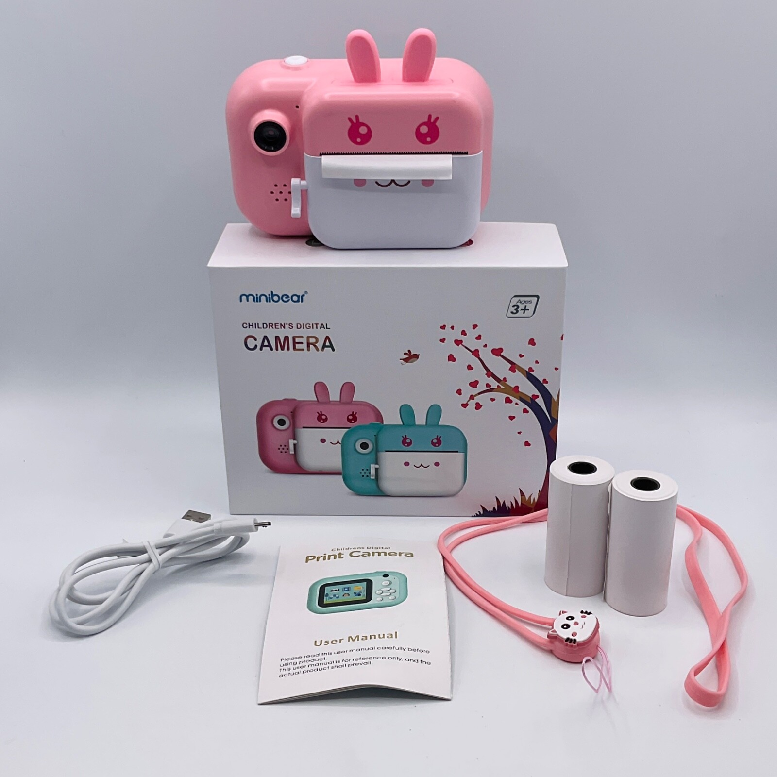 MINIBEAR Instant Digital Camera Instant Paper Photograph Pink With 2 Extra Paper