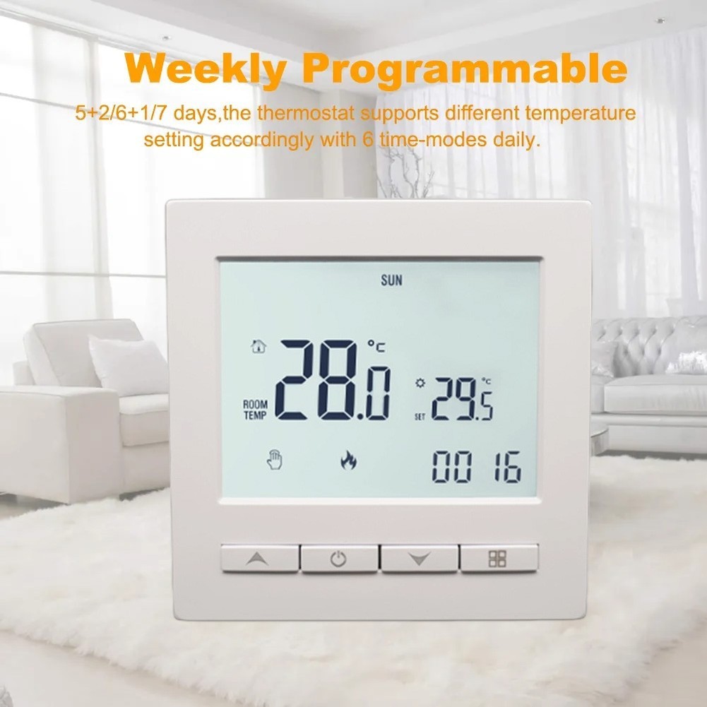 Smart Touch Screen Thermostat for Room and Floor Heating with Scheduling