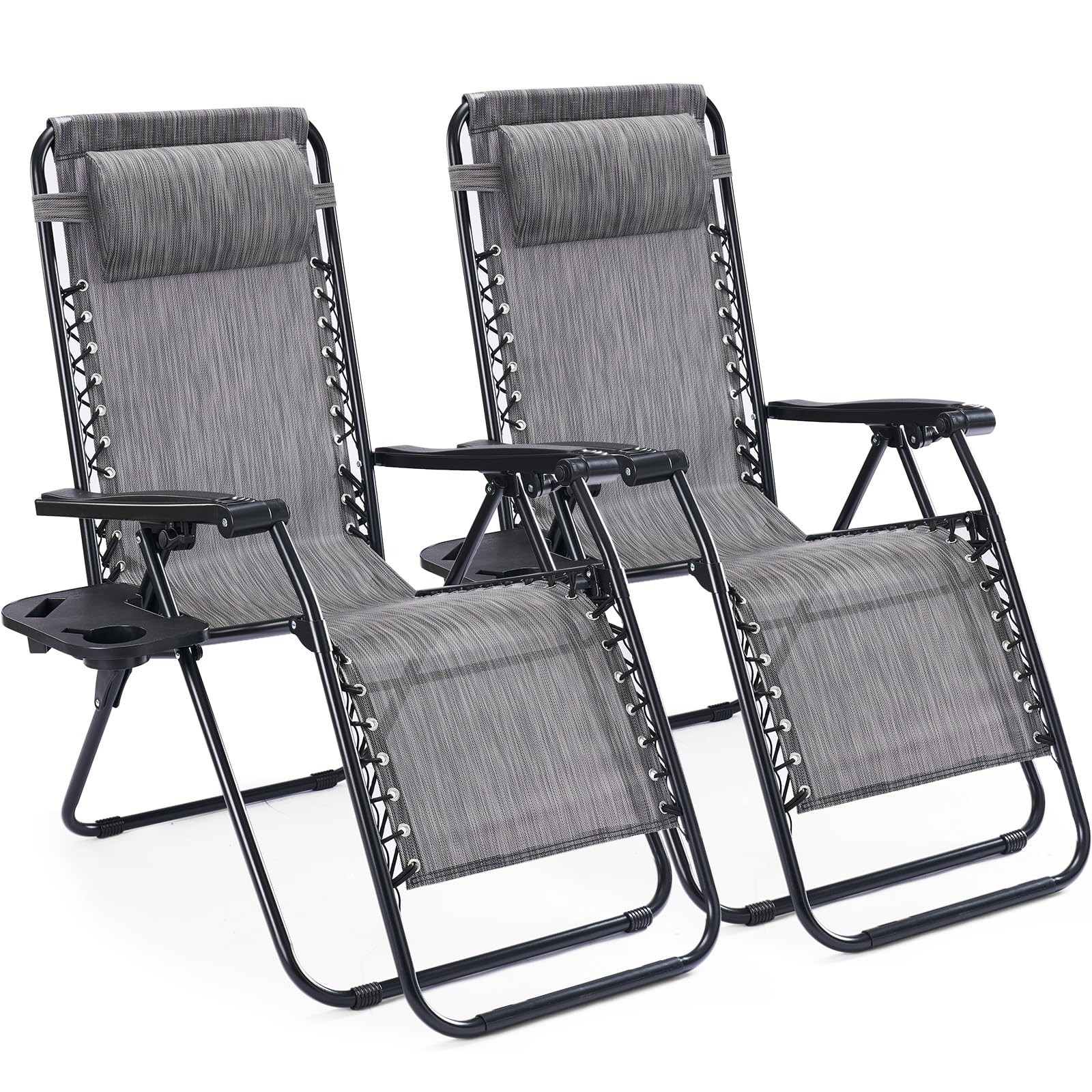 Zero Gravity Chairs, Set of 2 Portable Recliner Beach Camping Patio Outdoor F...