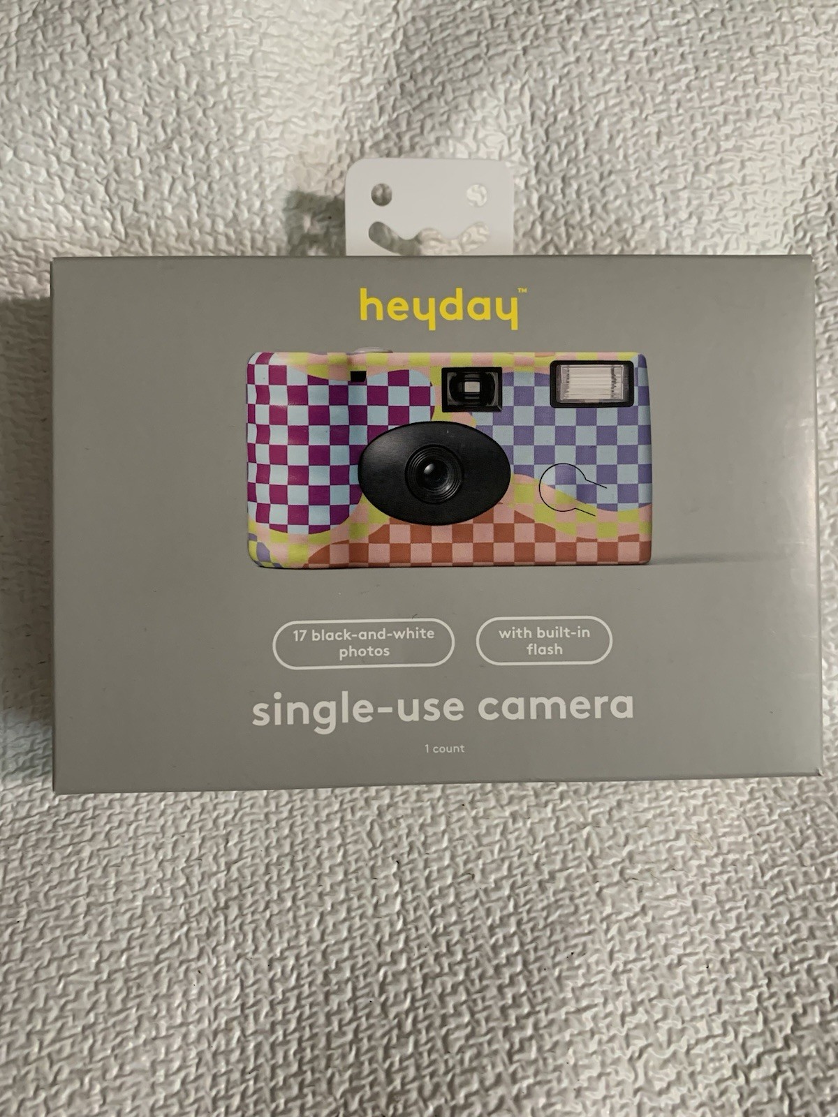 Heyday Single-Use Camera Checkerboard Design New Built In Flash