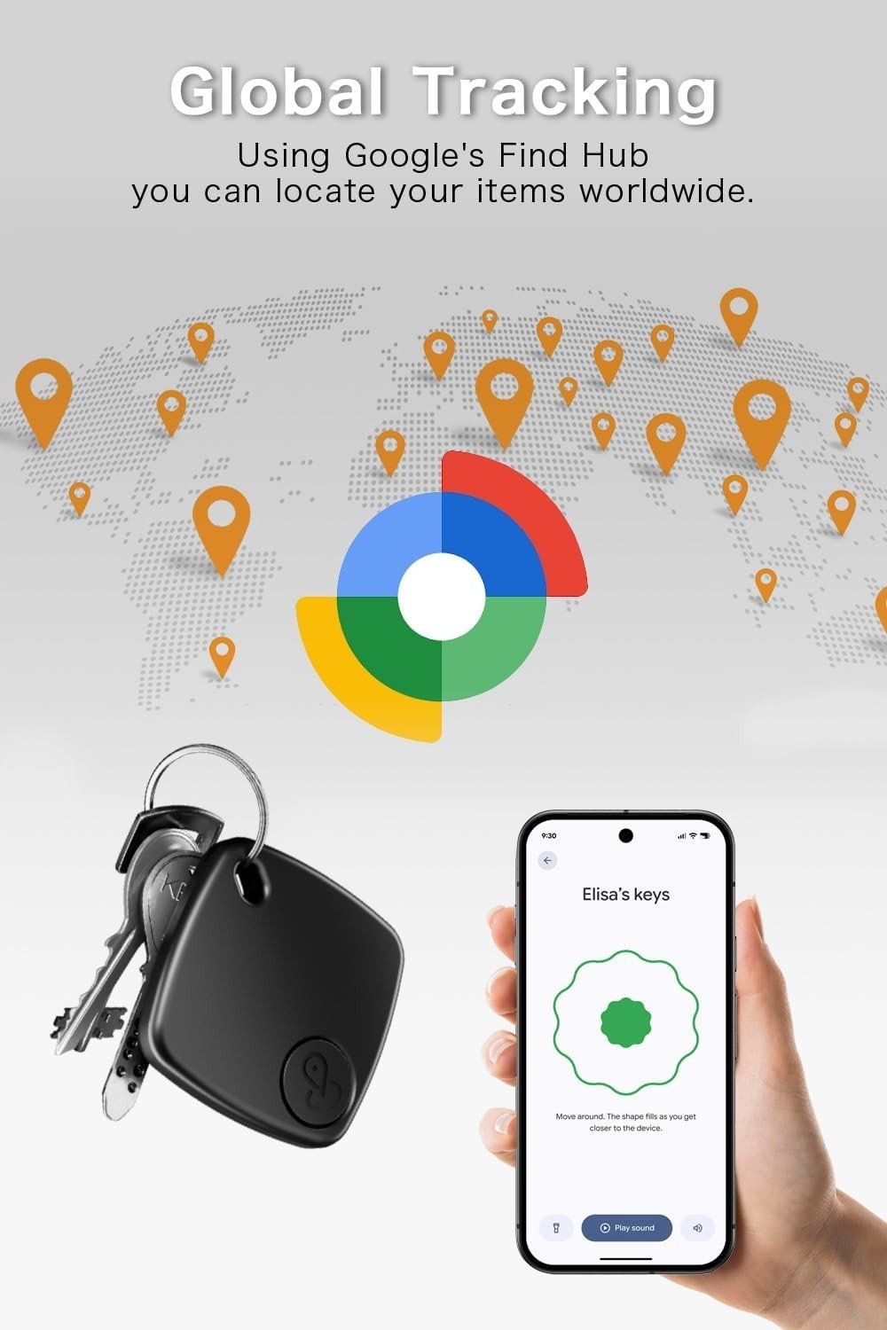 Smart Tracker Tags for Android Phones - 4 Pack with Real-Time Location Updates