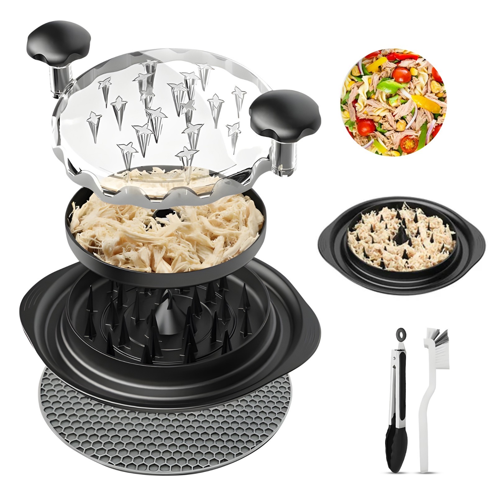 Beef Chicken Shredder 10 inch Dishwasher Safe BPA Free With Brush and Tong