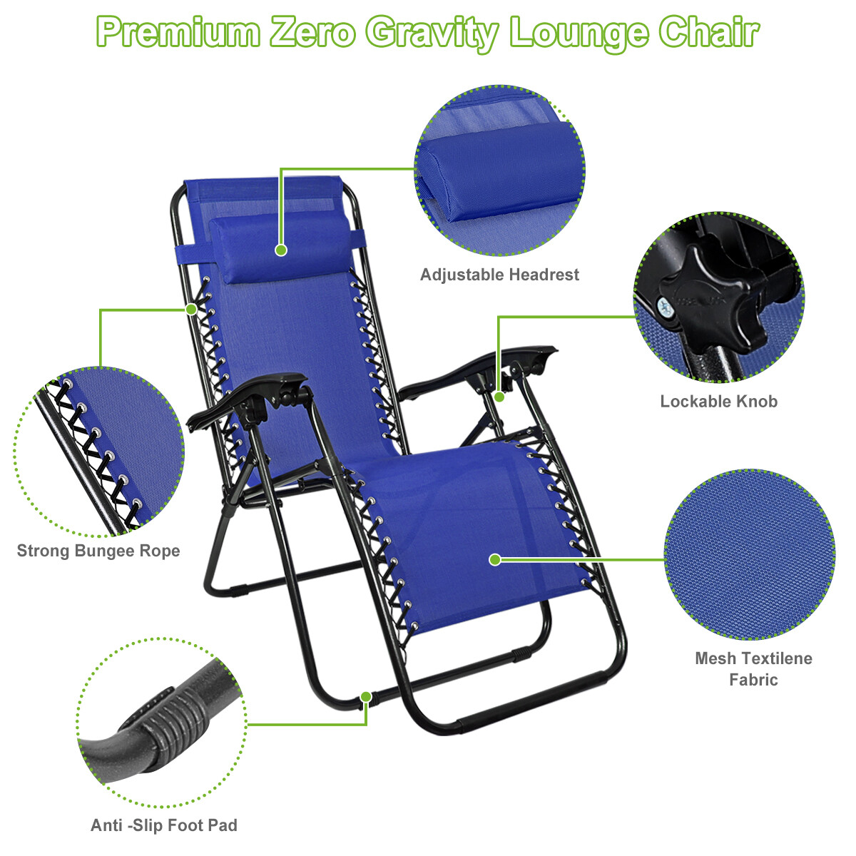 Set of 2 Zero Gravity Chairs Folding Lounger Beach Outdoor Patio Recliner Chair