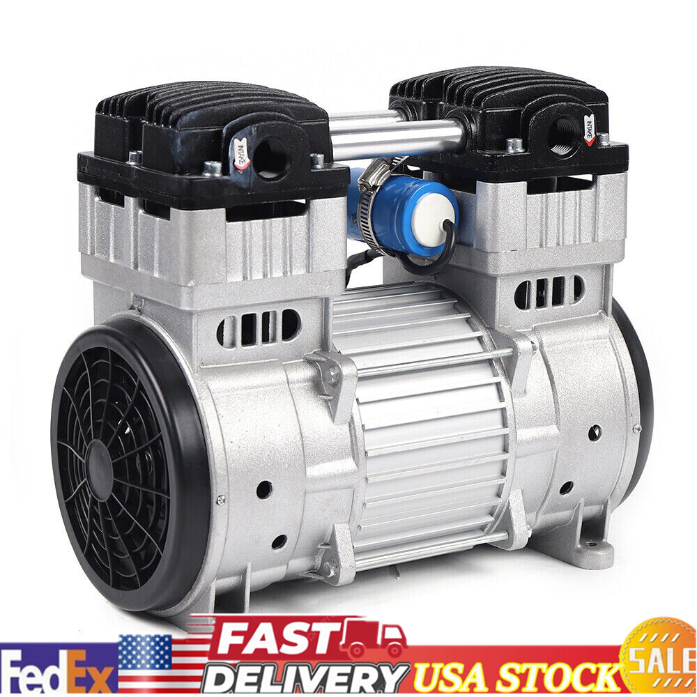 7CFM Oilless Vacuum Pump Industrial Air Compressor Oil Free Piston Pump 1100W US