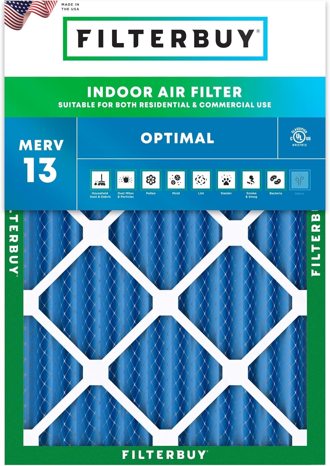 Filterbuy 20x25x2 Pleated Air Filters, Replacement for HVAC AC Furnace (MERV 13)